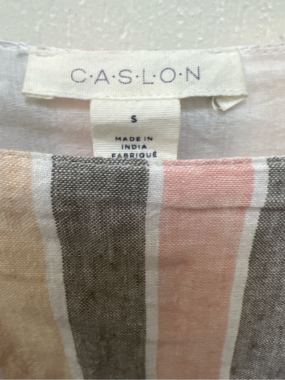 Caslon Pink Gray Stripe Linen Blend Tiered Maxi Dress Small - Picture 13 of 13